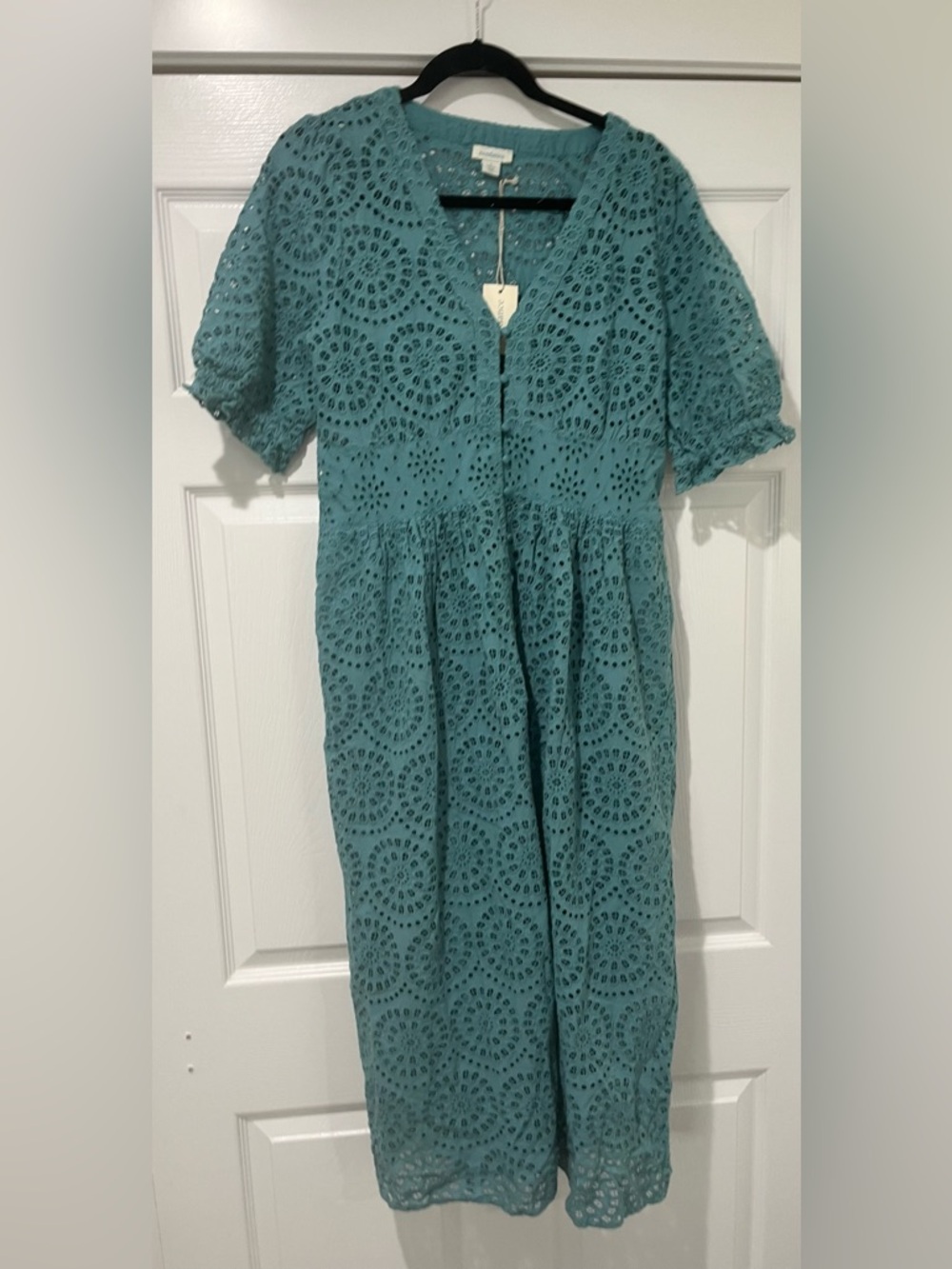 Sundance Teal Eyelet Midi Dress